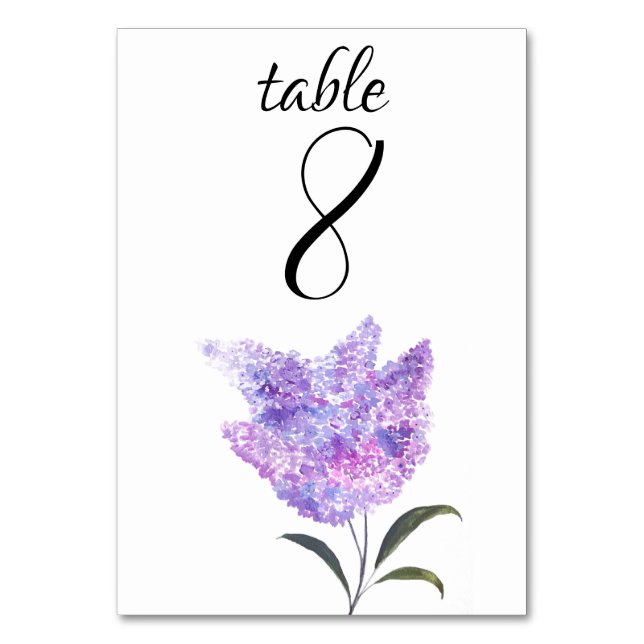 Lilac Floral Purple Elegant Flowers Wedding Bordsnummer (Framsidan)