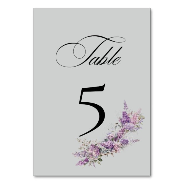 Lilac floral Table Number Card Bordsnummer (Framsidan)