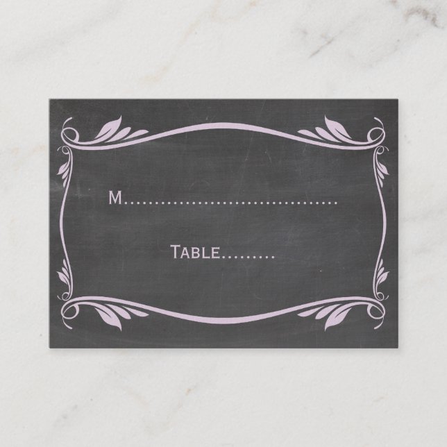 Lilac Flourish Chalkboard Place Card Placeringskort (Framsida)