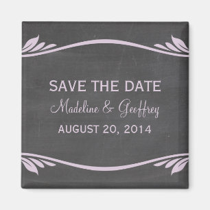 Lilac Flourish Chalkboard Spara datum magneter