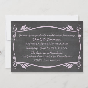 Lilac Flourish Chalkboard Studenten Inbjudan