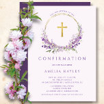 Lilac Flowers Girls First Confirmation Inbjudningar<br><div class="desc">Vackra första inbjudningar från kommunförbundet med en lavender-lilac-andedräkt och kor på ljusa lilor. Vänd inbjudan om du vill visa en samordning för en speciell beröring i extra.</div>