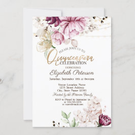 Lilac Flowers Glitter Butterflies Quinceañera Inbjudningar