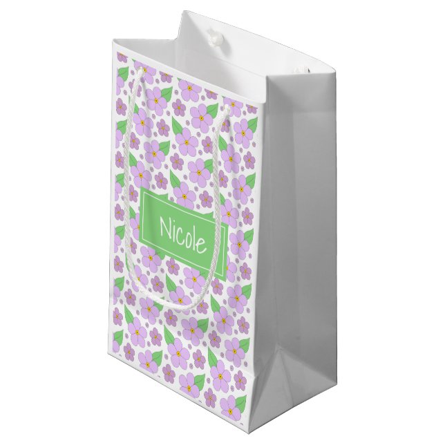 Lilac Flowers Mönster Gift Bag (Framsidan Vinklad)