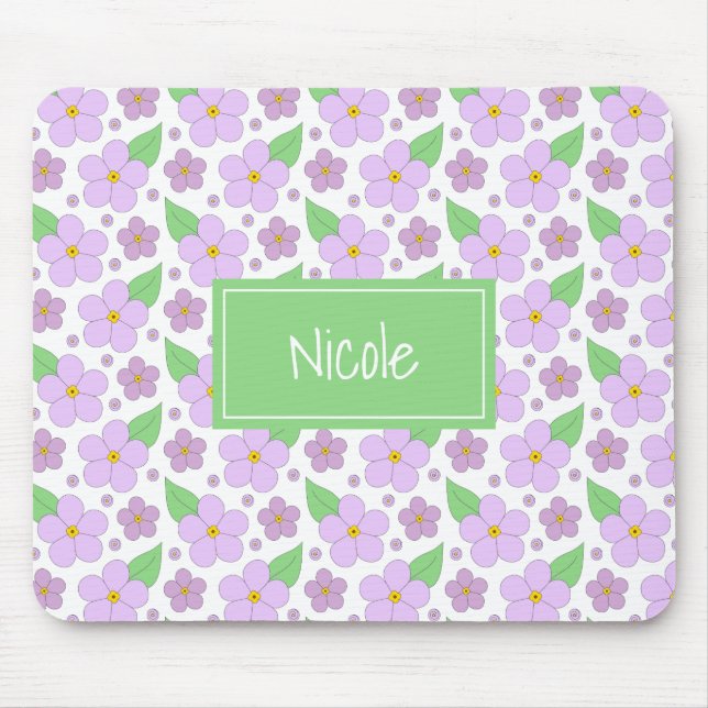 Lilac Flowers Mönster Mouse Pad Musmatta (Framsidan)