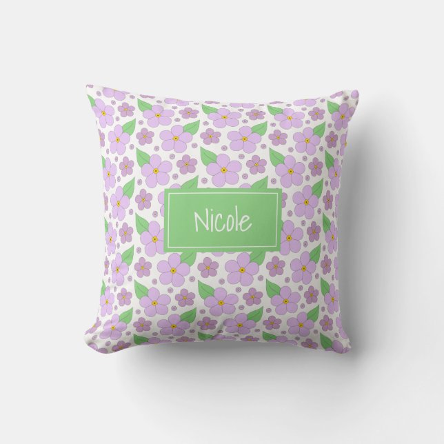 Lilac Flowers Mönster Pillow Kudde (Framsida)