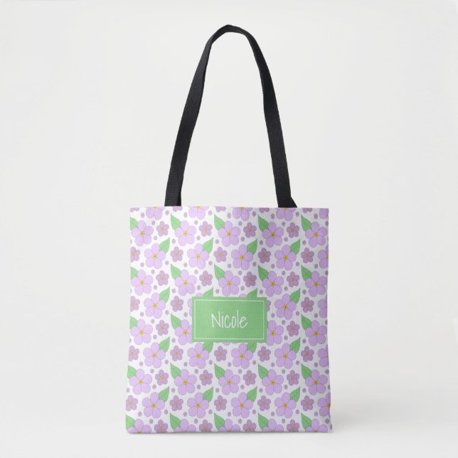 Lilac Flowers Mönster Tote Bag Tygkasse (Framsida)