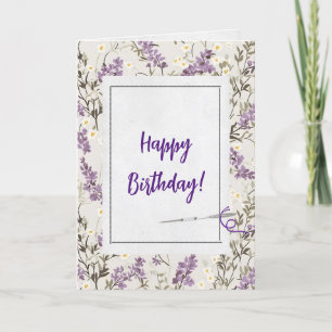 Lilac Flowers och Nål Birthday Kort