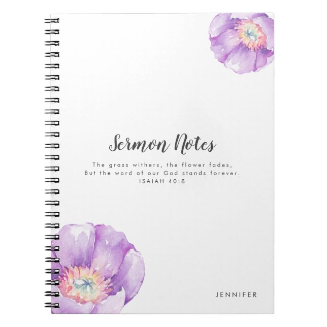 Lilac Flowers Personlig Sermon Notes Journal Anteckningsbok (Framsidan)