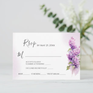 Lilac Flowers Watercolor Bröllop Meal Choices OSA Kort