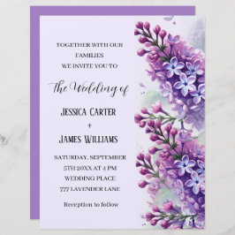 Lilac Flowers Watercolor Rustic Bröllop