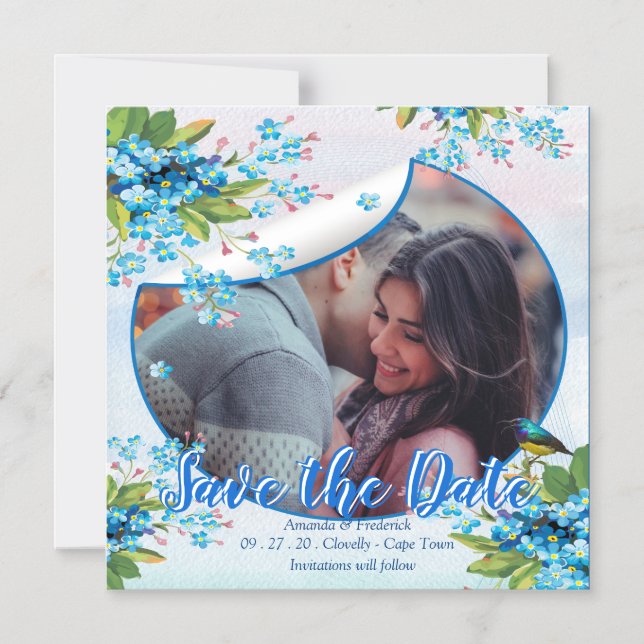 Lilac Forget-me-not Blomma Spara datum Annonsera Magnetisk Inbjudningskort (Framsida)