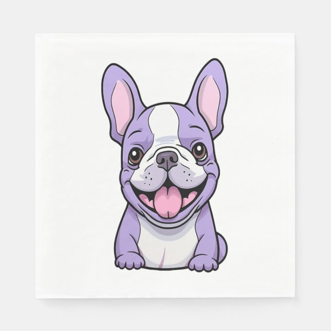 Lilac Fransk Bulldog 8 Pappersservett (Framsidan)