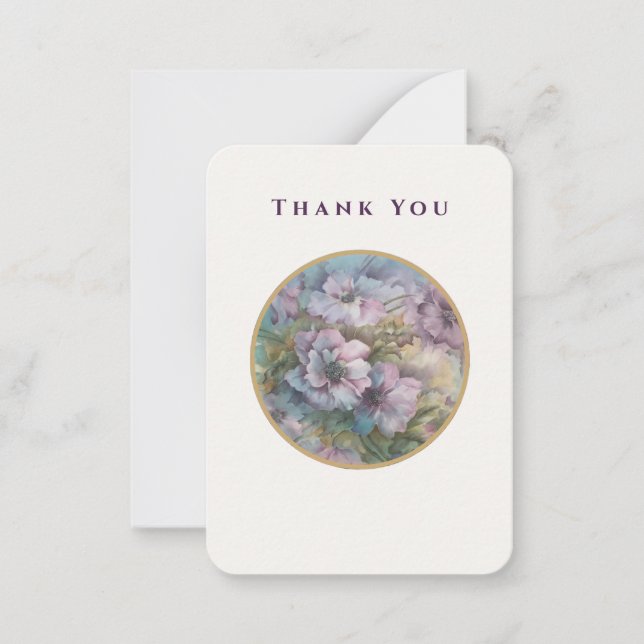 Lilac Garden Blooms — Thank You Card (Luxe Ivory,  Anteckningskort (Framsida)