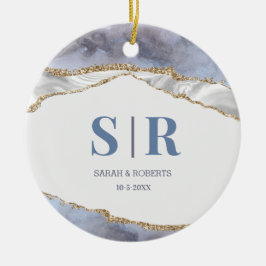 Lilac Geode Agate Par Monogrammed jul Julgransprydnad Keramik