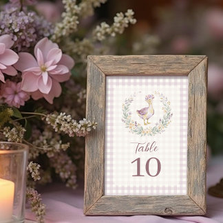 Lilac Gingham Baby Goose Table Number LPM26 Bordsnummer