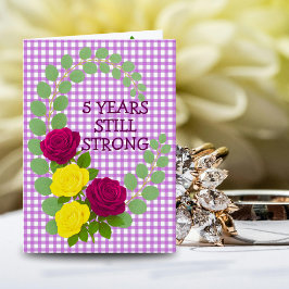 Lilac Gingham-Blommigten 5-årsdagen: Couple Gift Kort