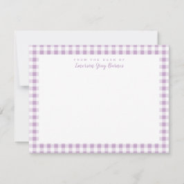Lilac Gingham checkar Personal Stationery Card Tack Kort