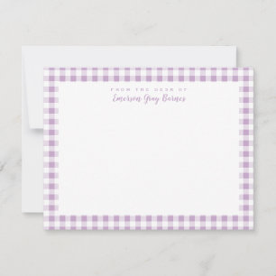 Lilac Gingham checkar Personal Stationery Card Tack Kort