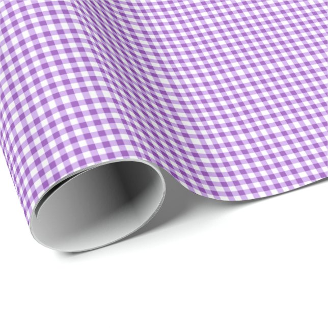 Lilac Gingham Wrapping Papper Presentpapper (Rullad Hörn)