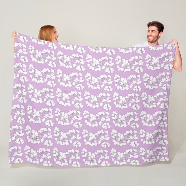 Lilac Ginkgo Biloba Fleece Blanket (På plats)