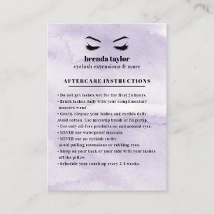 Lilac Glam Eyelash Browbar Anvisningar för efterv Visitkort