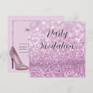 Lilac Glitter Bokeh & Stilettos Birthday Inbjudningar