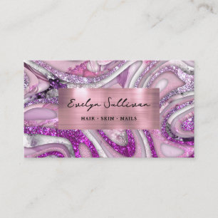 Lilac Glitter Fluid Marble Affärskort Visitkort