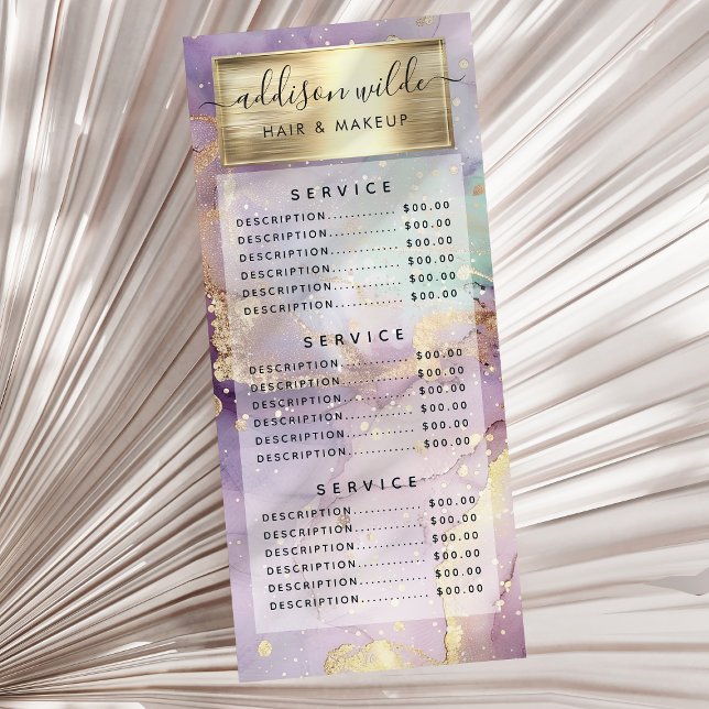 Lilac Glitter Watercolor Faux Gold Foil Pris Reklamkort (Skapare uppladdad)