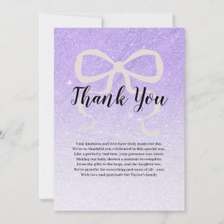 Lilac glittergradient coquette bow Tack Kort