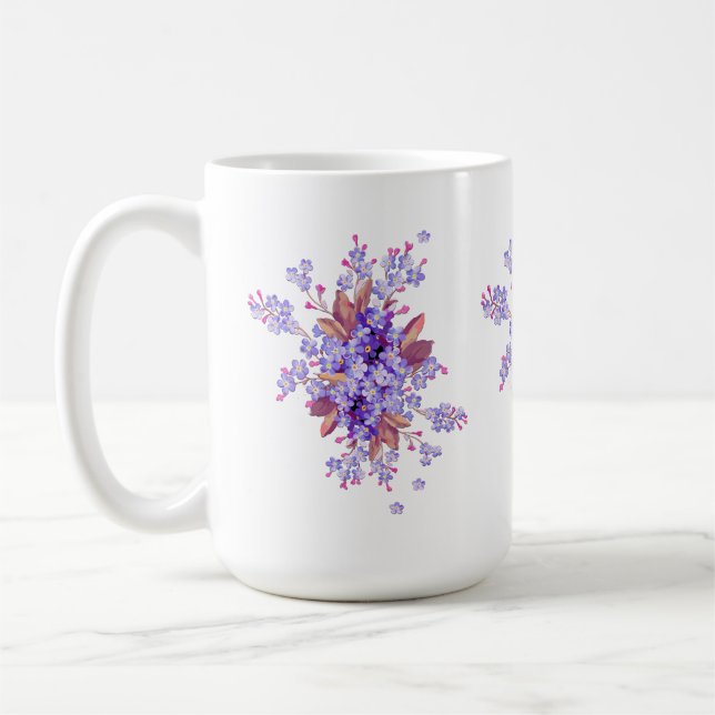 Lilac glömde-jag-inte Flower Bröllop Kaffemugg (Vänster)