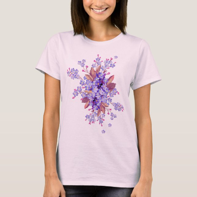 Lilac glömde-jag-inte Flower Bröllop T Shirt (Framsida)