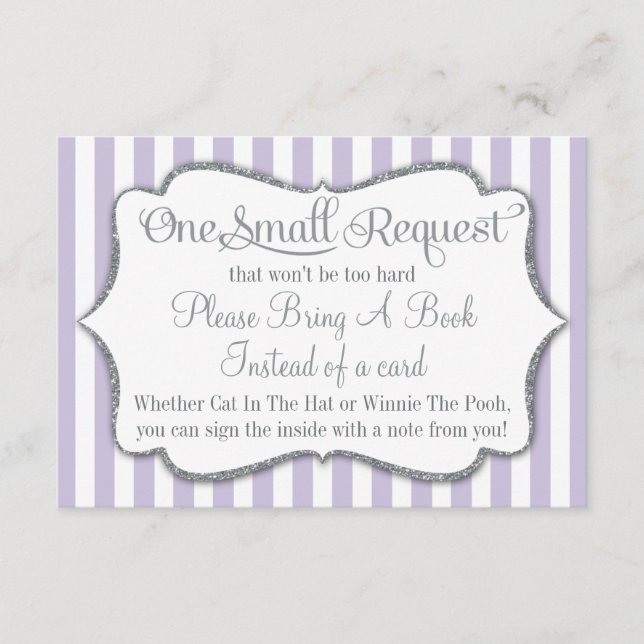 Lilac Grått Baby Shower ger ett Bok Card Lavender Tilläggskort (Framsida)