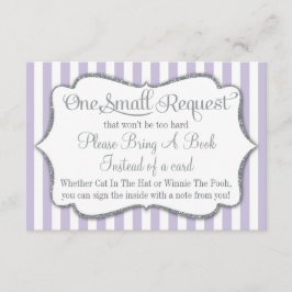 Lilac Grått Baby Shower ger ett Bok Card Lavender Tilläggskort