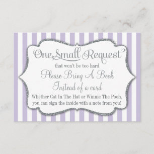 Lilac Grått Baby Shower ger ett Bok Card Lavender Tilläggskort
