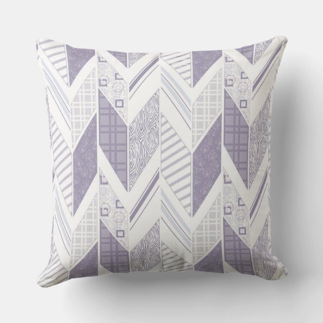 Lilac Grått Geometric Patchwork Mönster för Home D Kudde (Baksida)