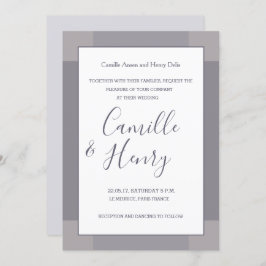Lilac grått vit  elegant, modern bröllop inbjudningar
