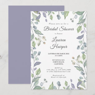 Lilac Grön Floral Bröllopsdusch Inbjudningar