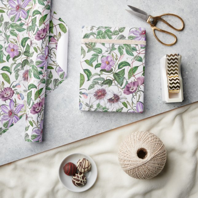 Lilac Grönt White Vintage Botanical Flowers Presentpapper (Hantverk)