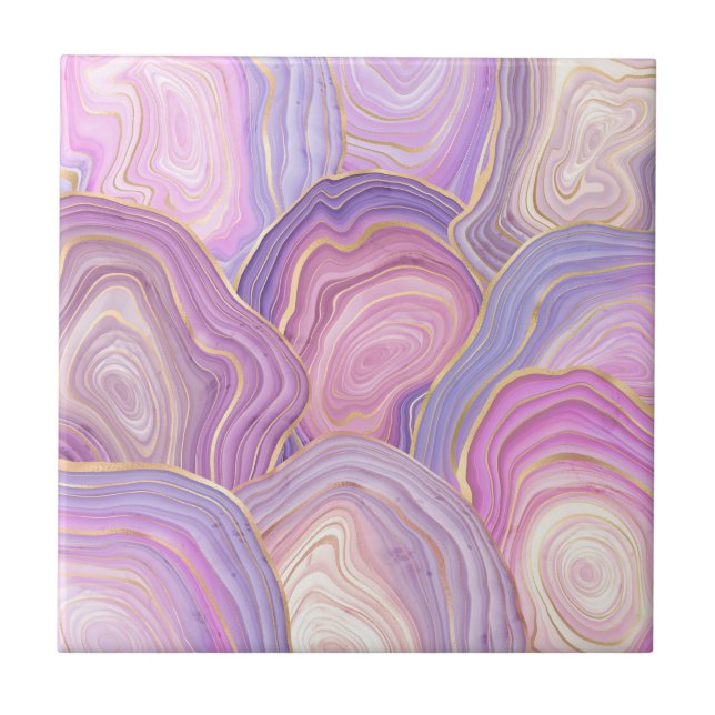 Lilac Guld Agate Ceramic Tile Kakelplatta (Framsidan)
