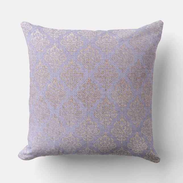 Lilac Guld Damask Reversible Decorative Pillow Kudde (Framsida)