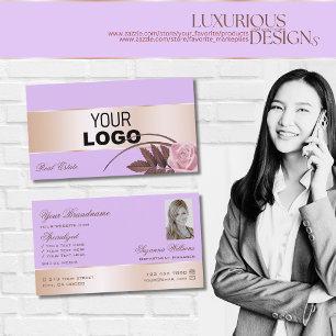 Lilac Guld Decor Cute Flower med Logotyp Photo Visitkort