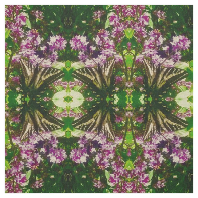 Lilac Gult Butterfly Fabric Tyg (Provkarta)