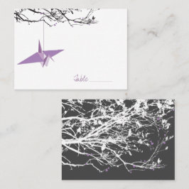 Lilac Hanging Crane på Grenar asiatiska Bröllop Placeringskort