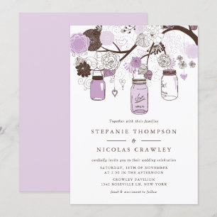 Lilac Hanging Mason Burk Bröllop Inbjudningar