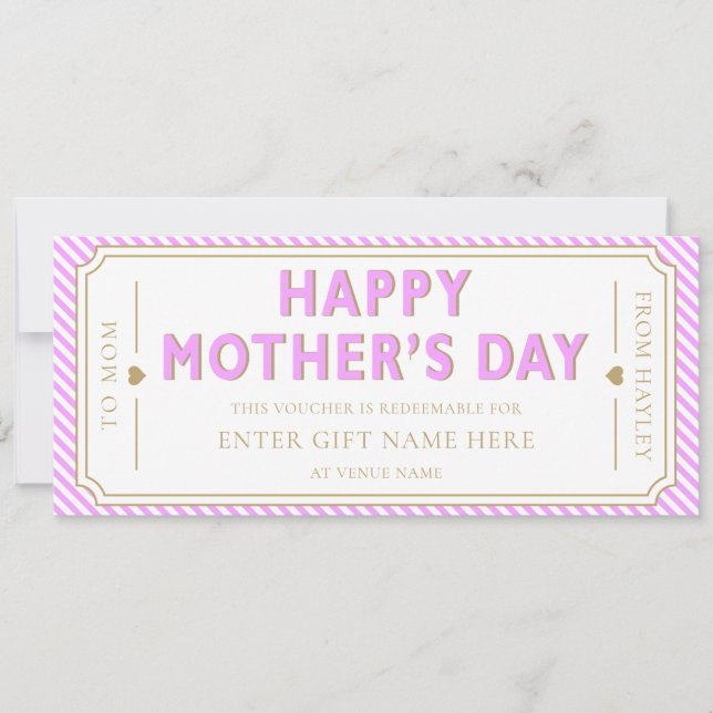 Lilac Happy Mother's Day Gift Voucher Card Inbjudningar (Framsida)