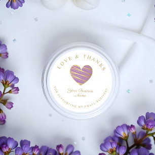 Lilac Heart Kärlek och tack för företag Runt Klistermärke