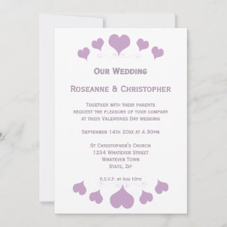 Lilac Hearts Design Bröllop Inbjudningar