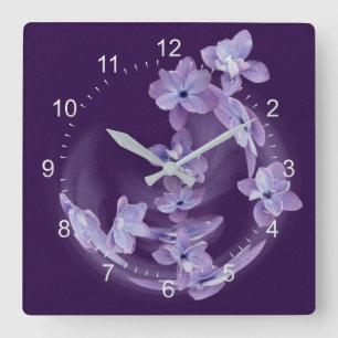 Lilac i cirkel fyrkantig klocka