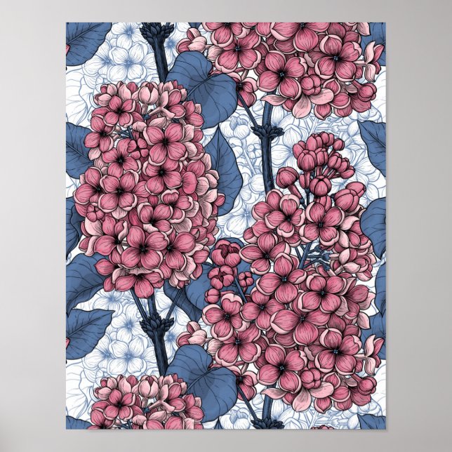 Lilac i rosa och blått poster (Framsidan)